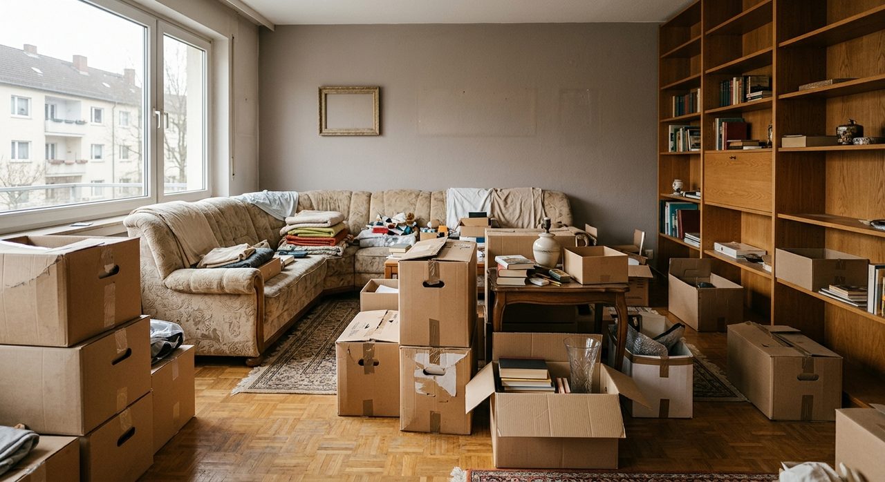Vollgestellte Wohnung vor der Entrümpelung in Freiburg