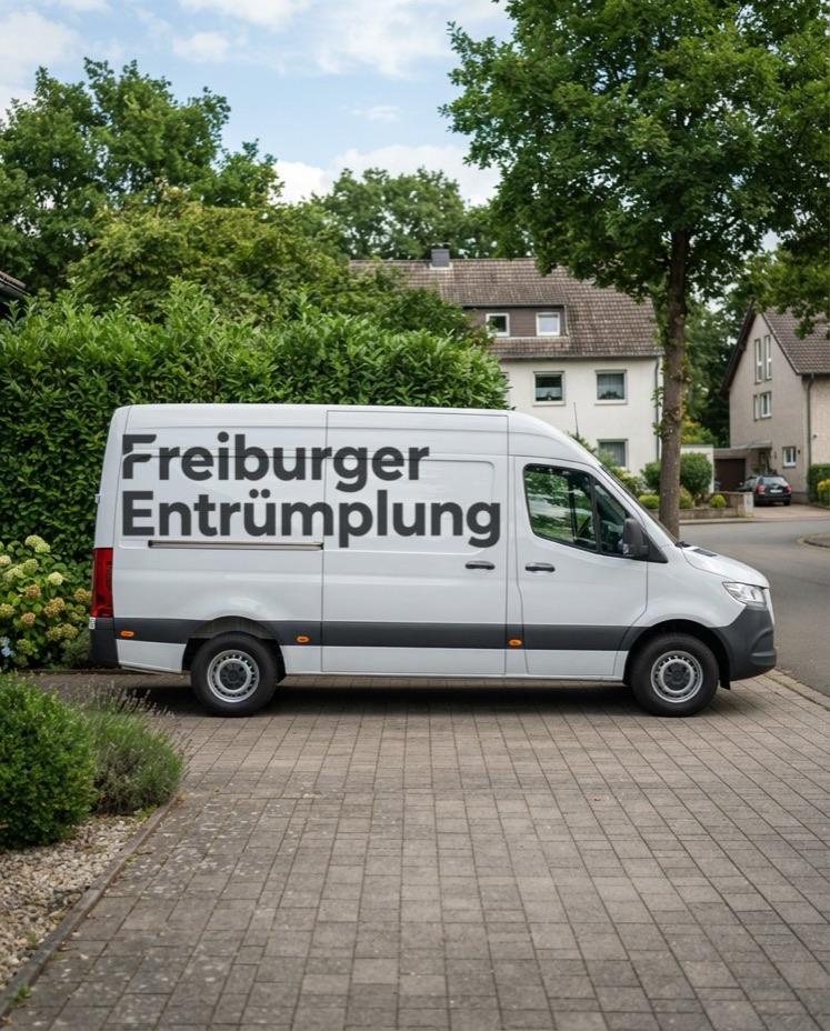 Transporter der Freiburger Entrümpelung mit Schriftzug